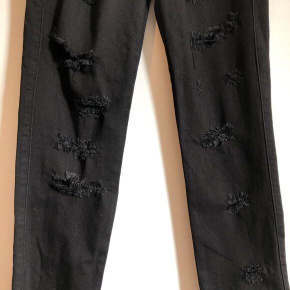 Fashion Nova Distressed High Waist Skinny Leg Jeggings Denim Jeans Black - Picture 5 of 12